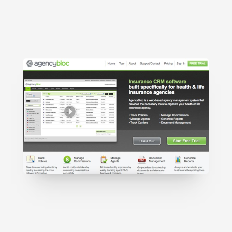 AgencyBloc website in 2012