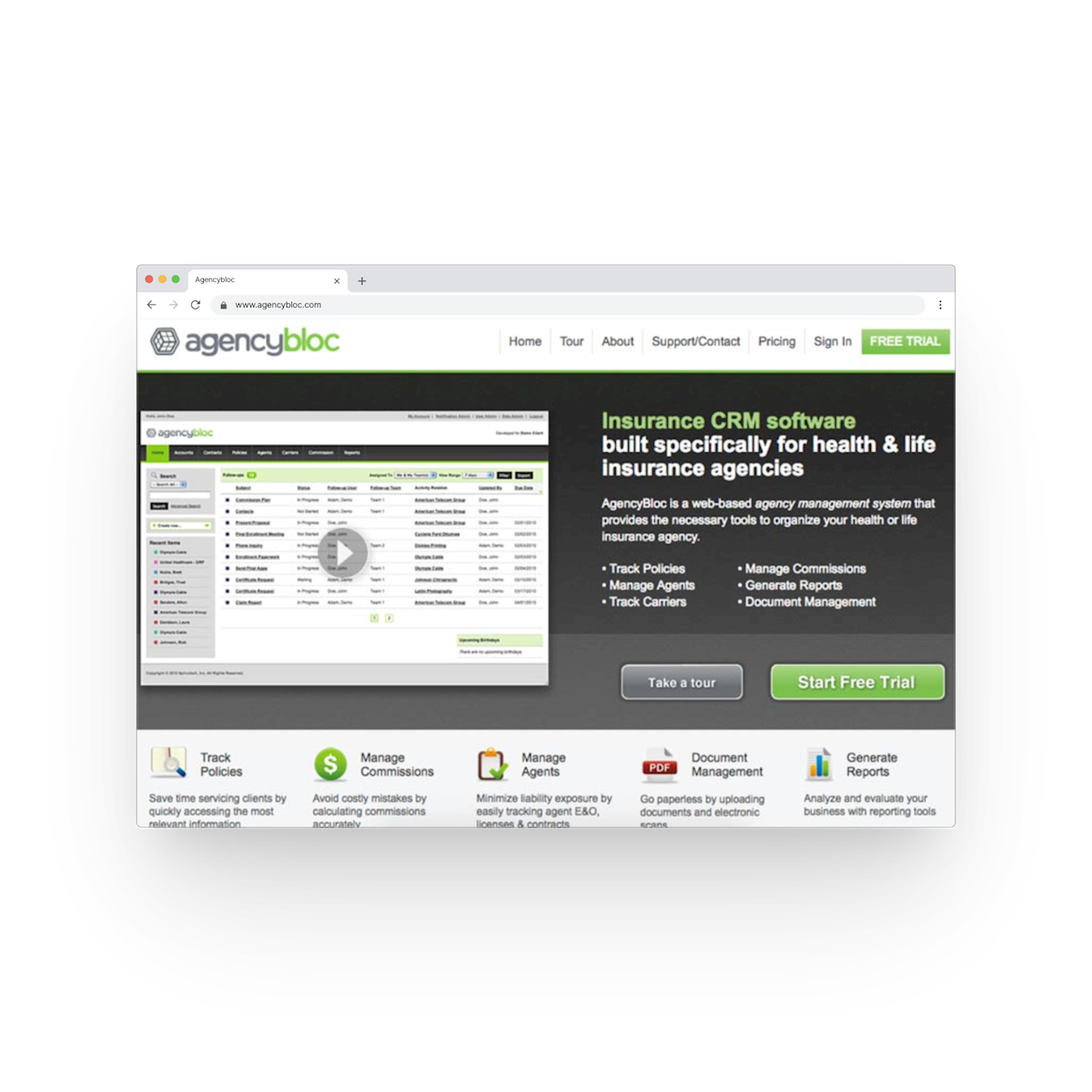 AgencyBloc website in 2012