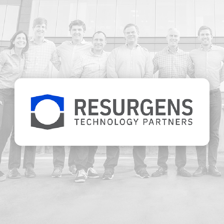 Resurgens Technology Partners logo with Resurgens team in the background