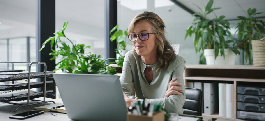 Person researching on a laptop 