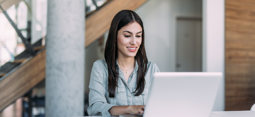 Health insurance agent working on a computer 