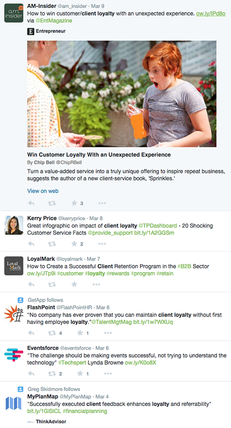 Client Loyalty Twitter feed
