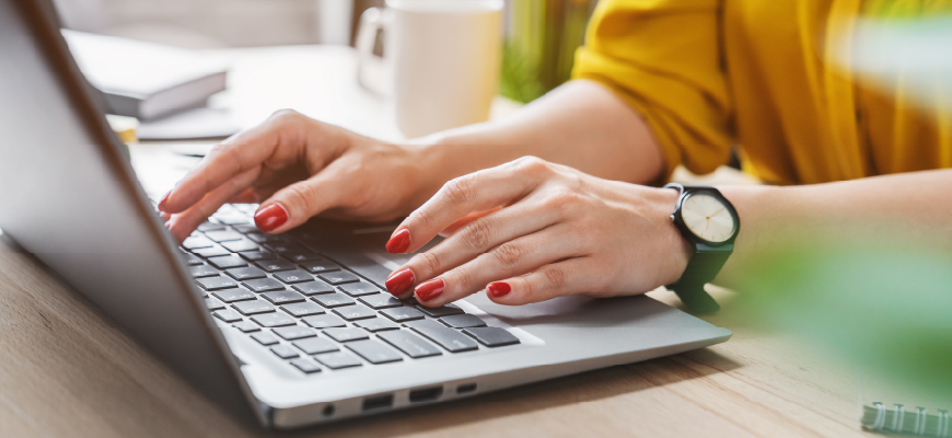 Insurance agent typing