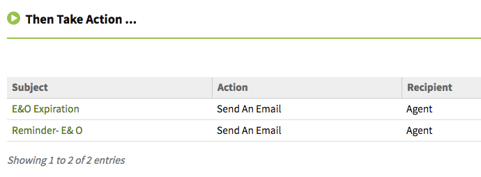 Agent E&O expiration automated email reminders
