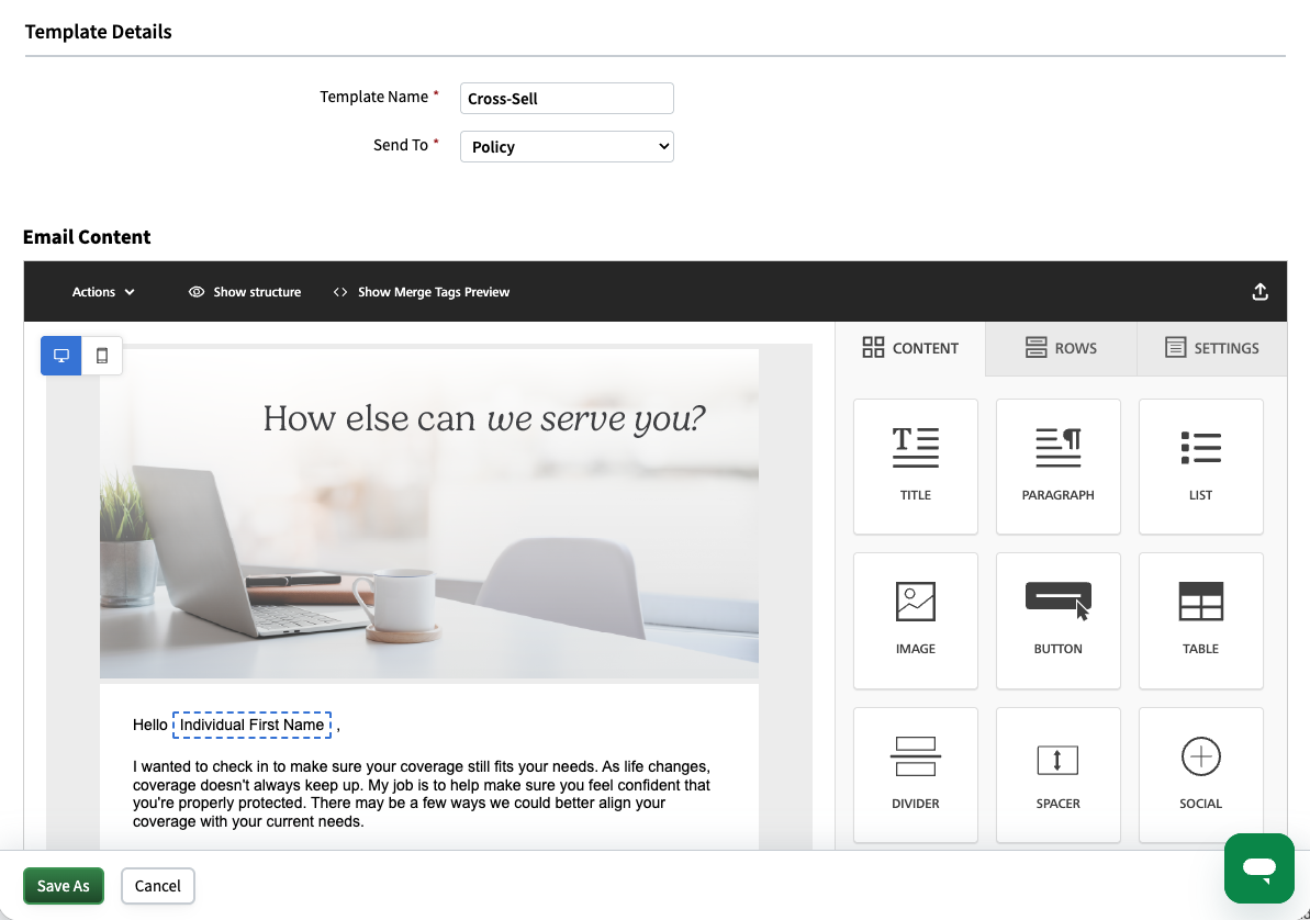 cross-selling email example