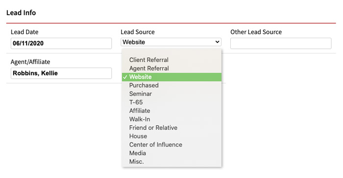Lead Source Tracking