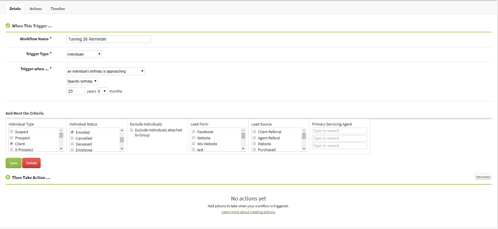 Turning 26 Automated Workflow in AgencyBloc