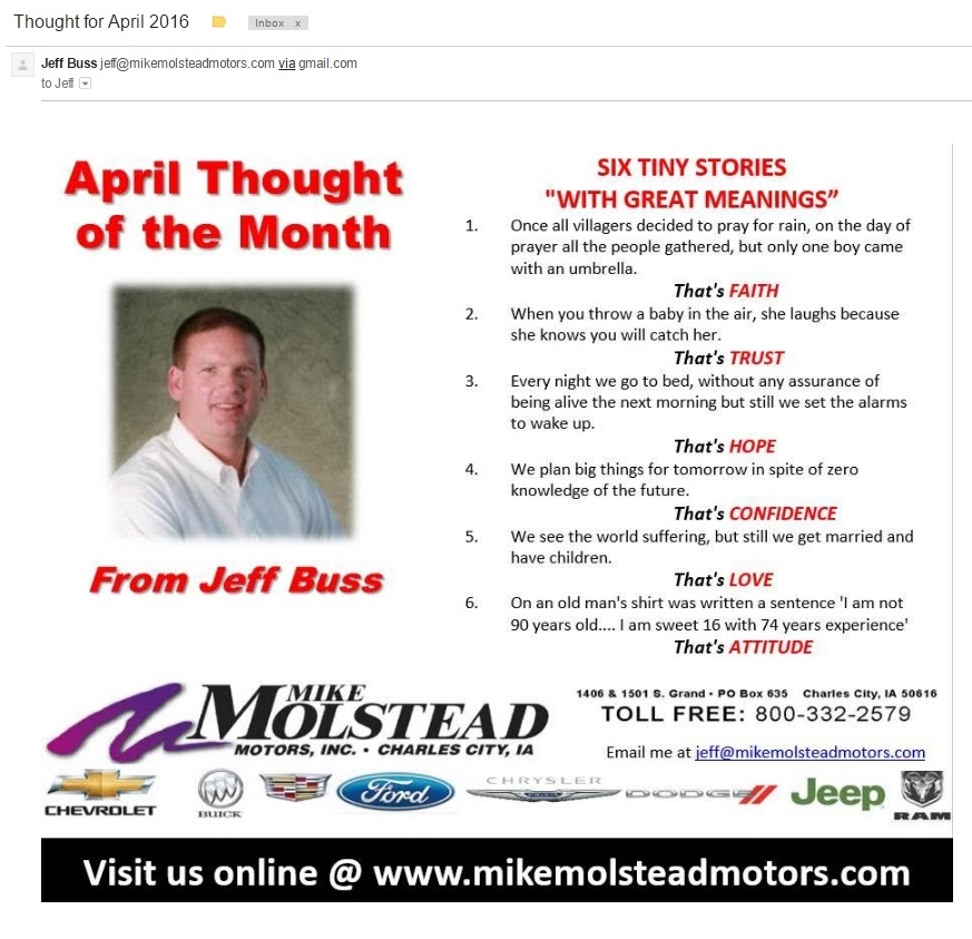 monthly email example
