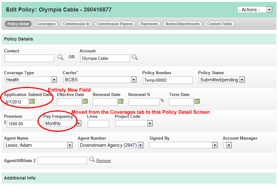 Edit Policy Information