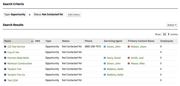 Agency management system - group search