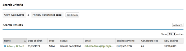 Life & health AMS - med supp agent search