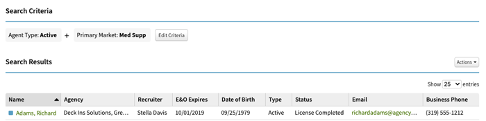 Life & health AMS - med supp agent search