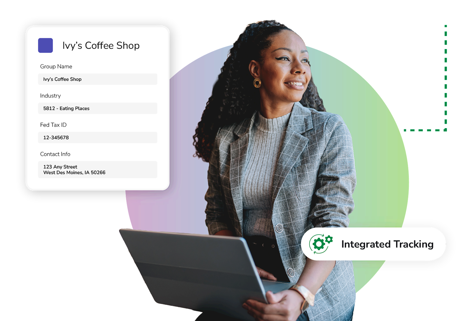 Woman smiling on computer