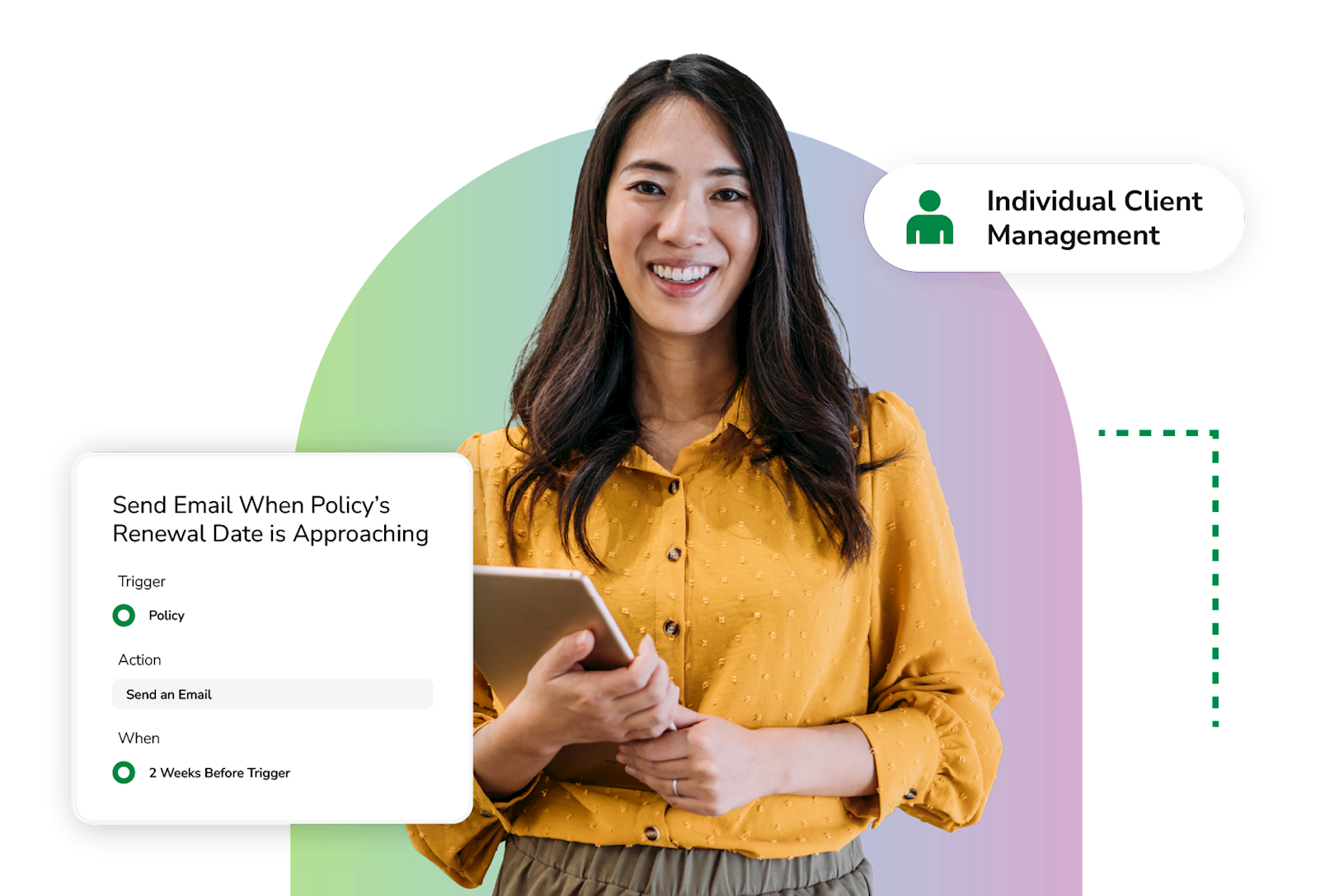 Confident agent holding tablet