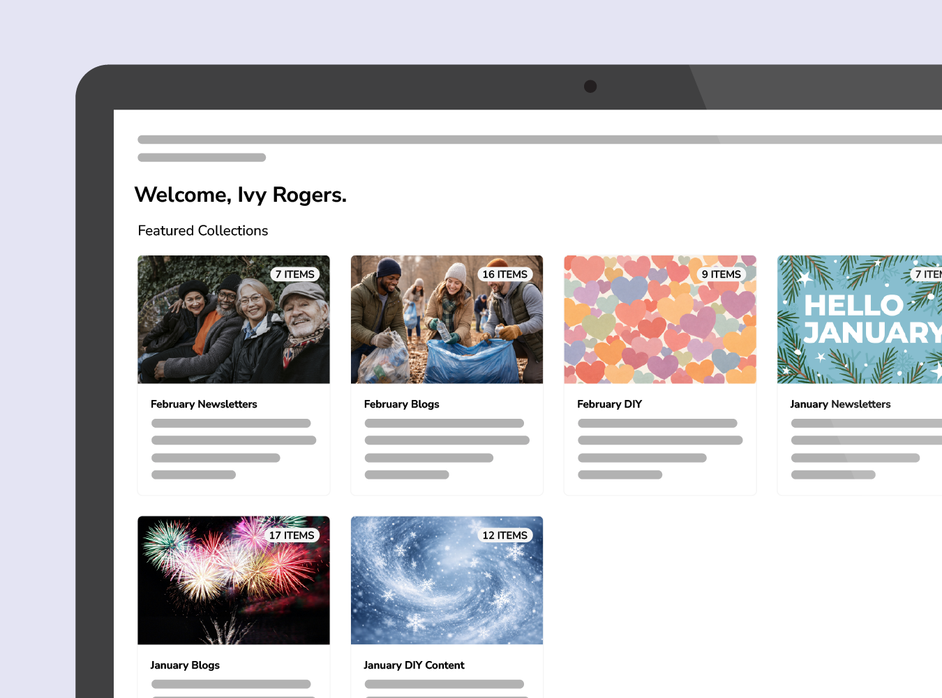 Screen showing marketing tools in Engage+