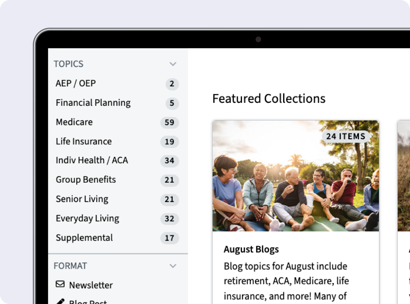 Screen showing marketing tools in Engage+