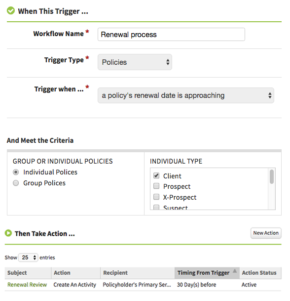 Workflow triggers & actions