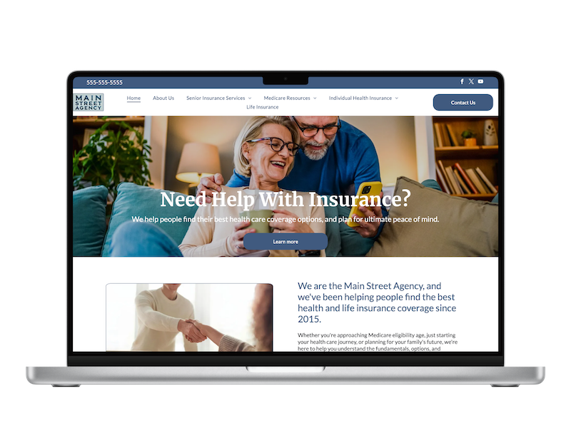 Screen showing example of Engage+ website