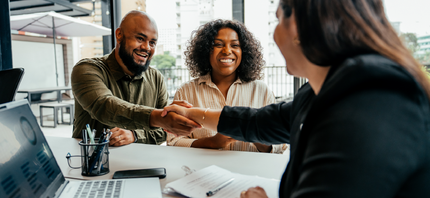 Insurance agent helping client