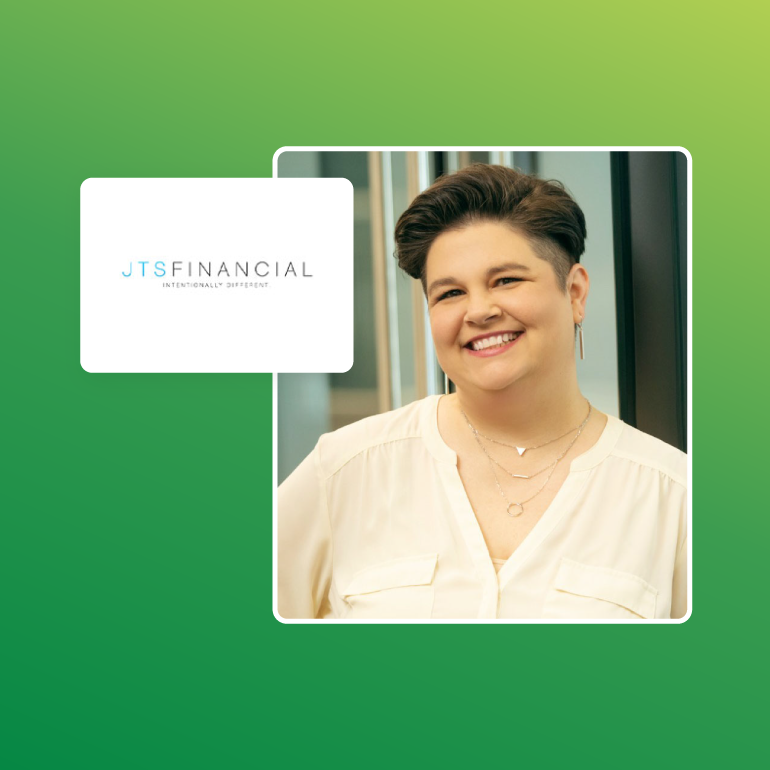 JTS Financial logo and Leslye G. headshot