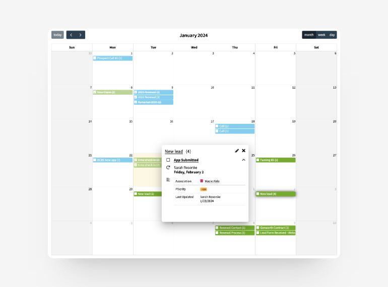 Activity calendar in AMS+