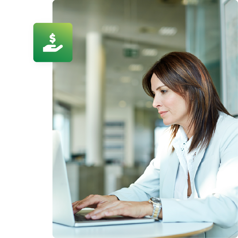Woman working on computer in office