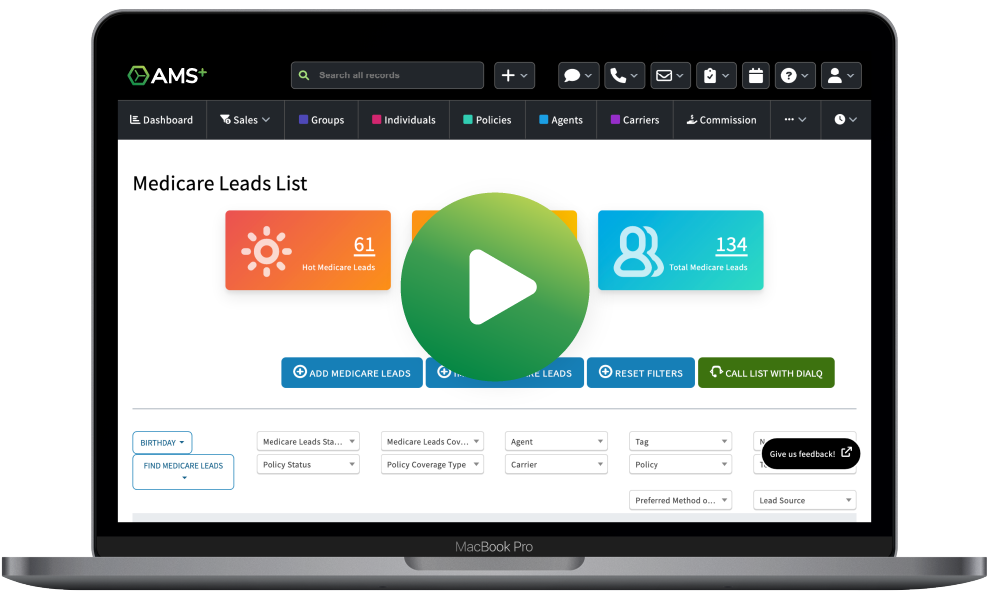 AgencyBloc screen with play button
