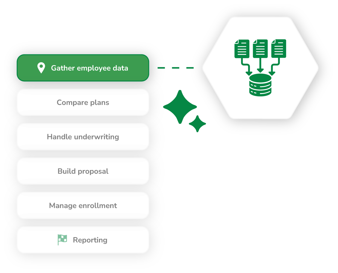 Graphic showing the first step in the Quote+ process