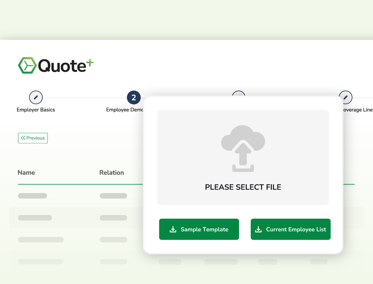Mockup showing how you can gather employee data in Quote+