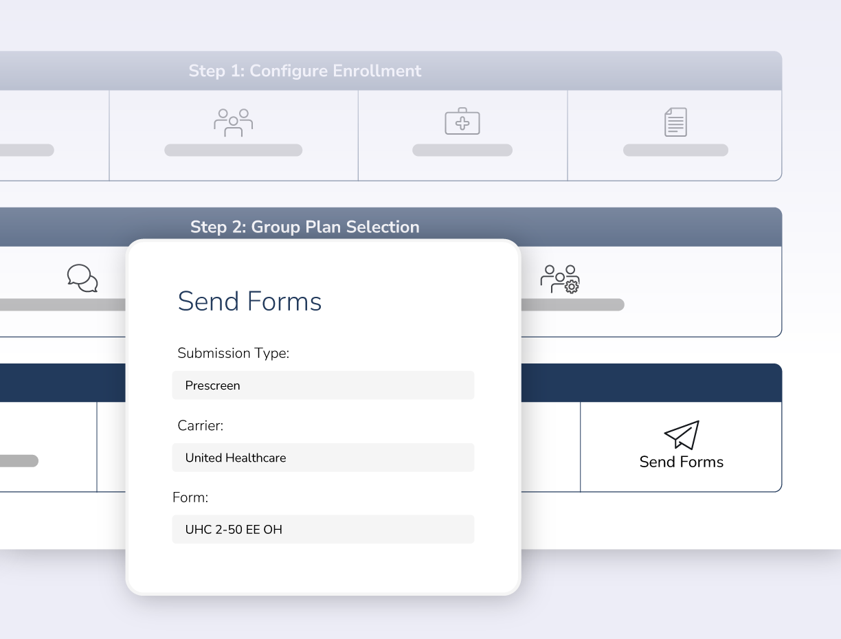 Mockup showing sending forms in Quote+