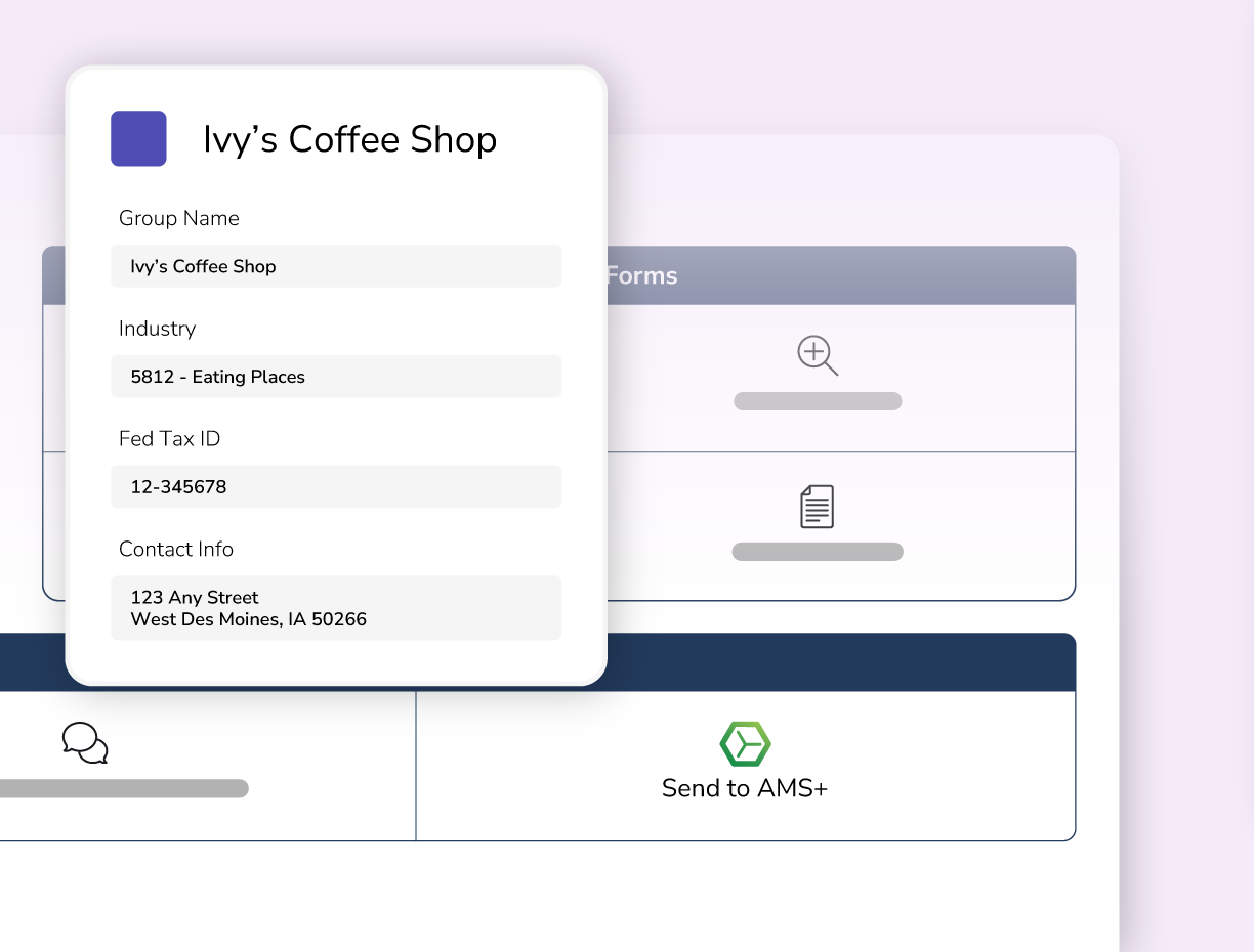Mockup showing how data syncs with AMS+