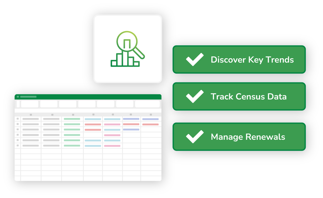 Graphic showing reporting solutions in Quote+