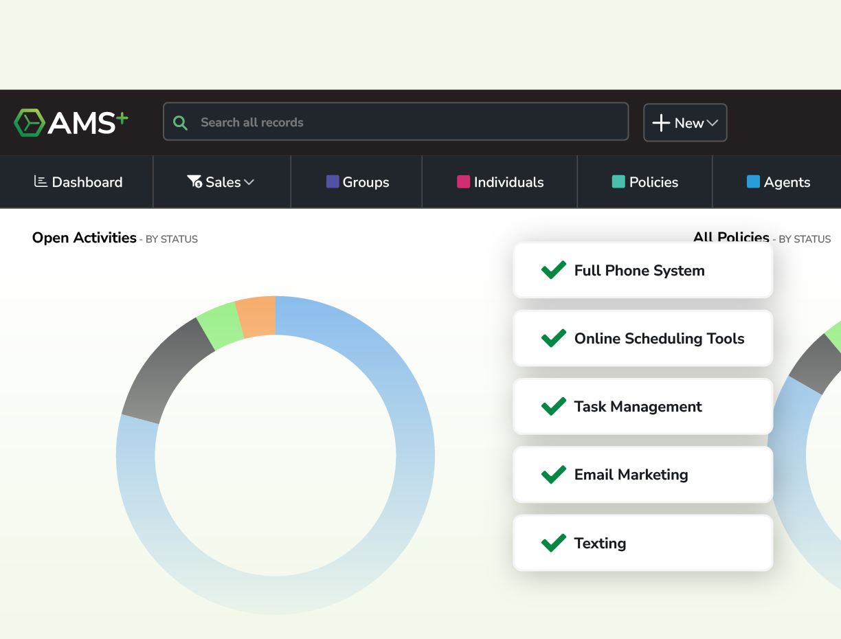 Mockup showing the industry-specific CRM features