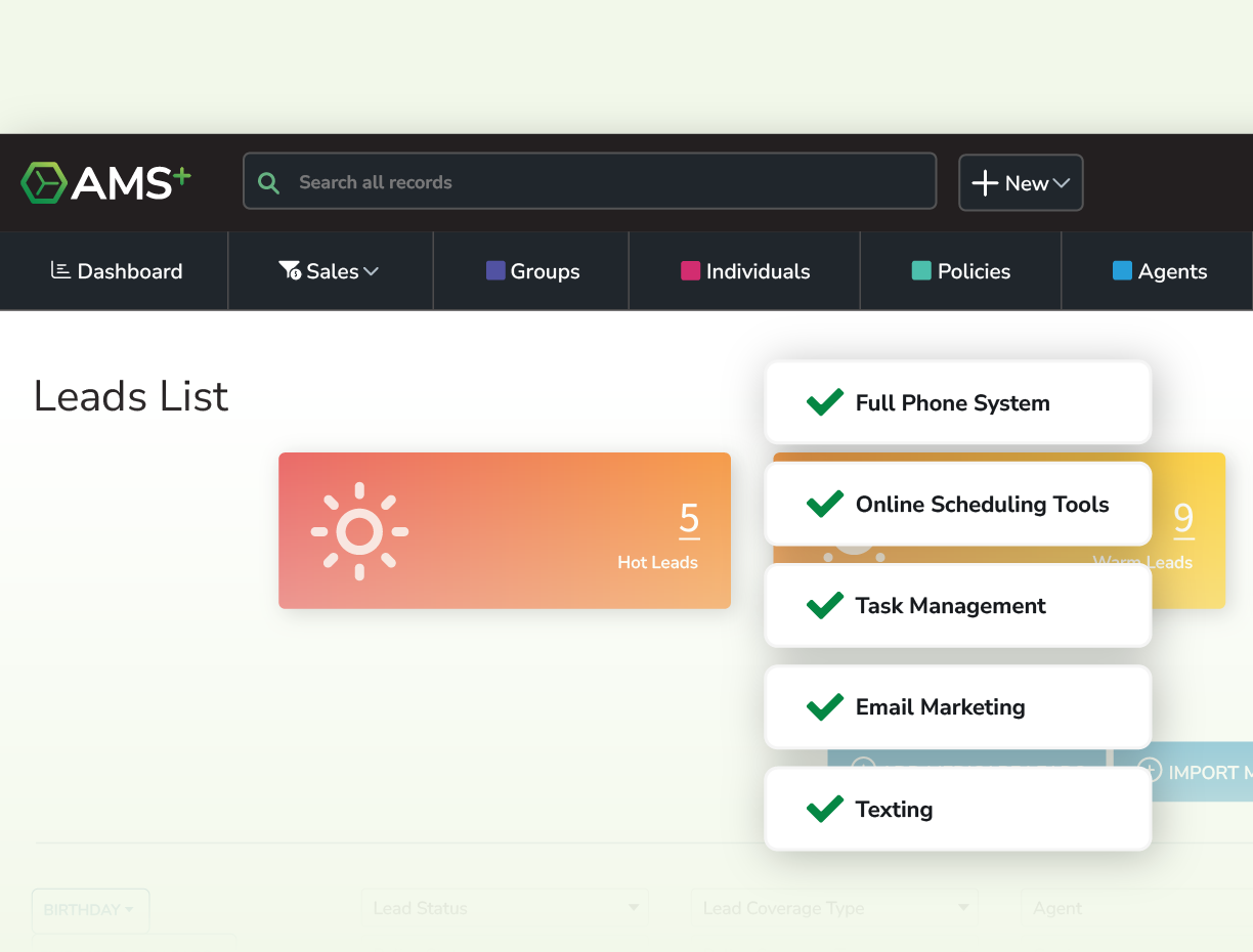 Mockup showing the industry-specific CRM features