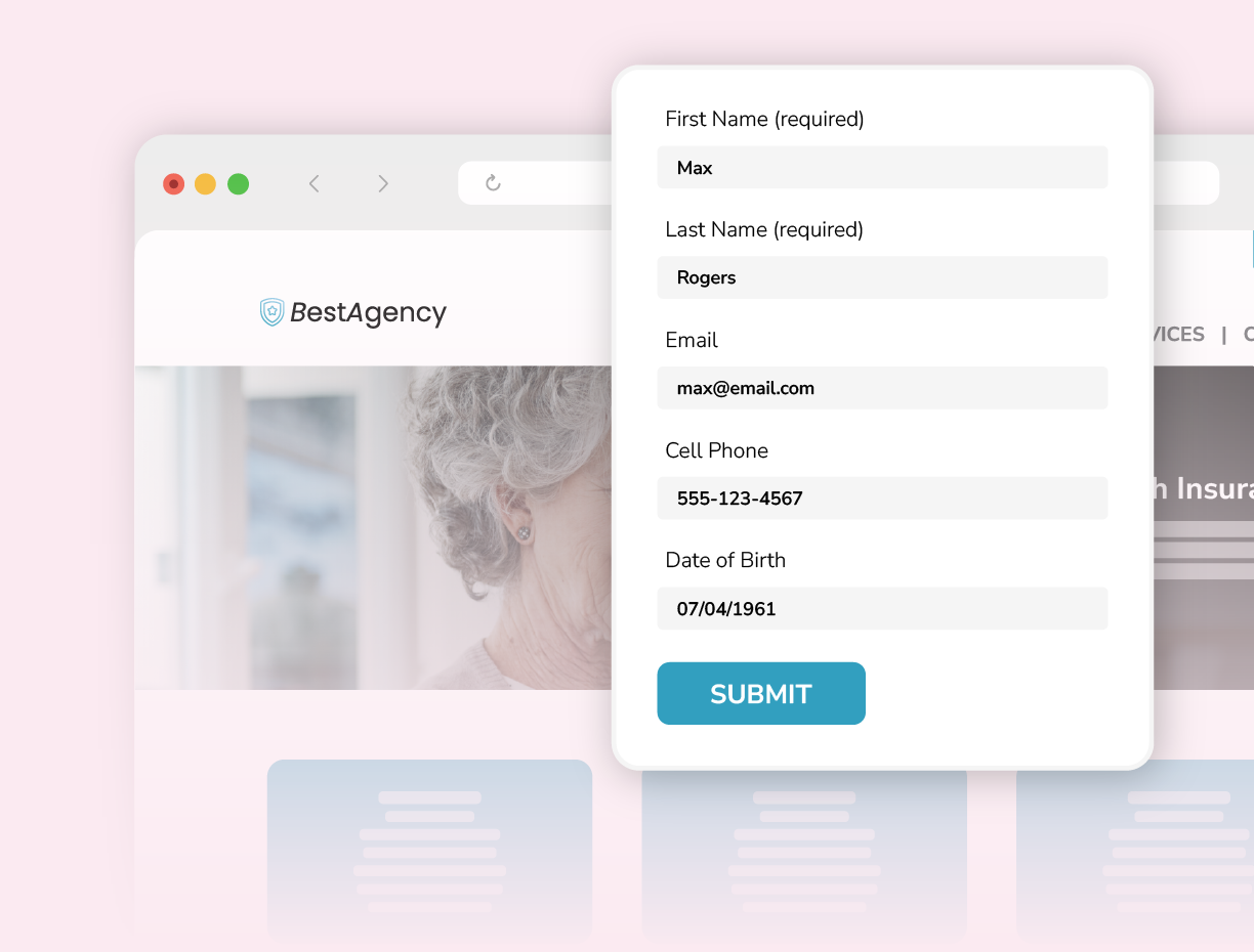 Mockup showing lead form example