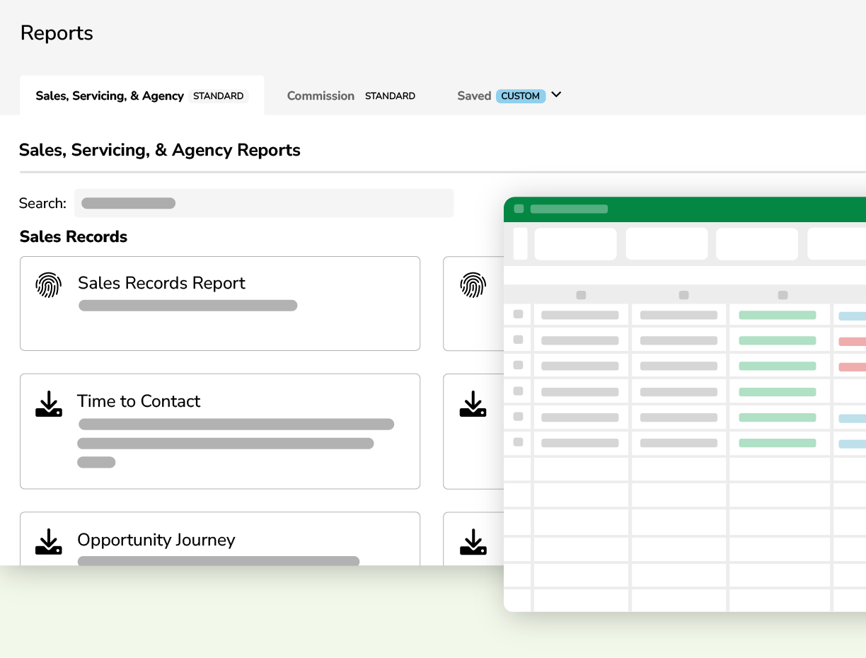 Mockup showing reporting in AMS+