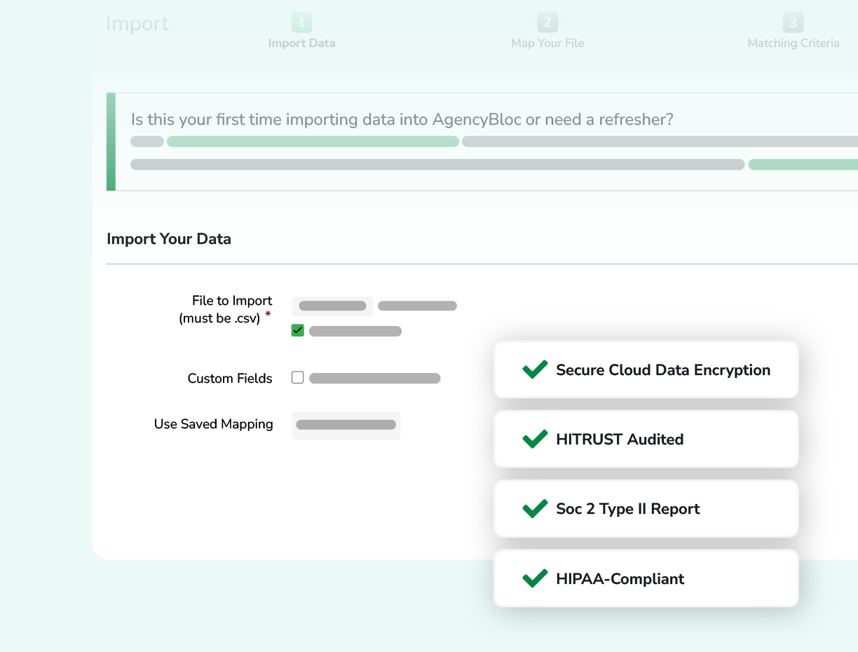 Mockup showing data security in AMS+