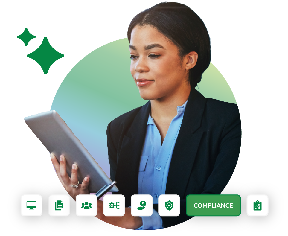 Woman working on iPad