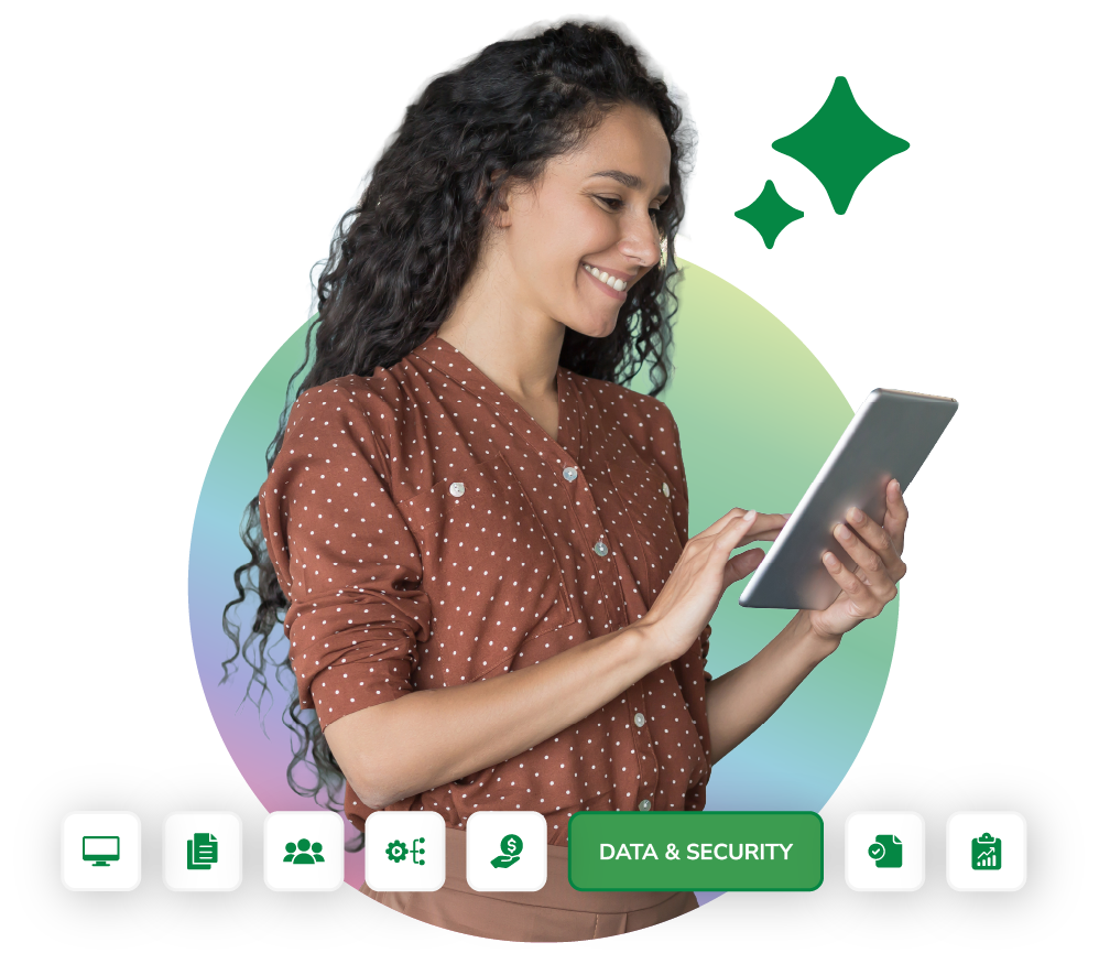 Woman working on iPad