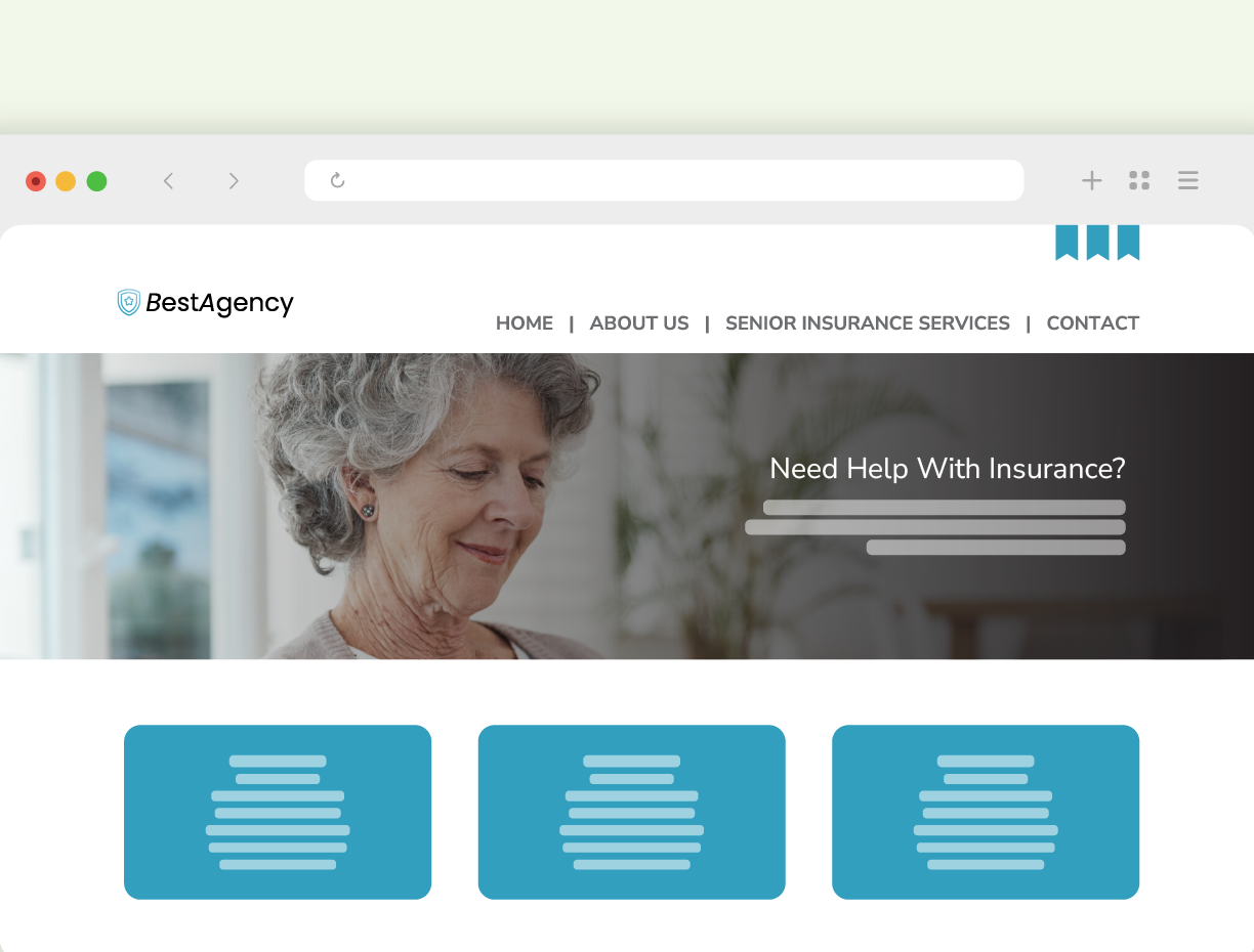 Mockup showing Engage+ insurance websites