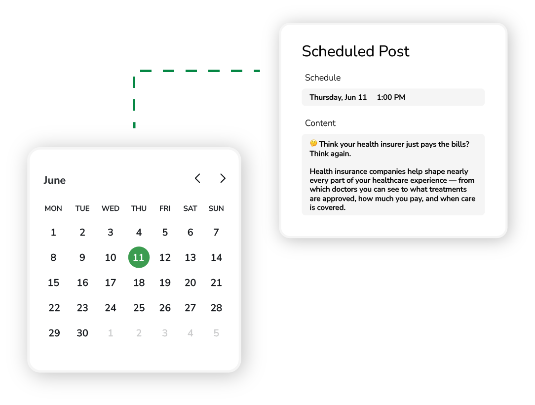 Graphic showing social media tools in Engage+