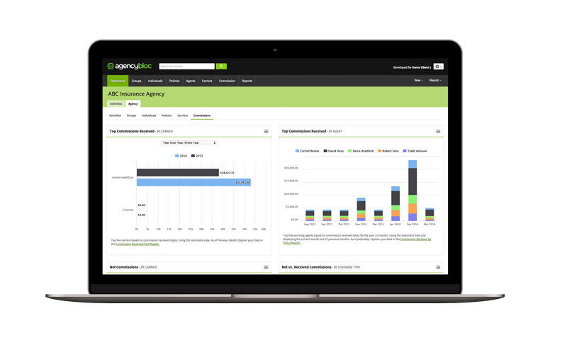 AgencyBloc Commissions Dashboard