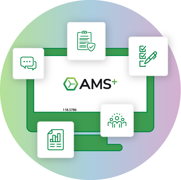 Mockup showing insurance-specific features in AMS+