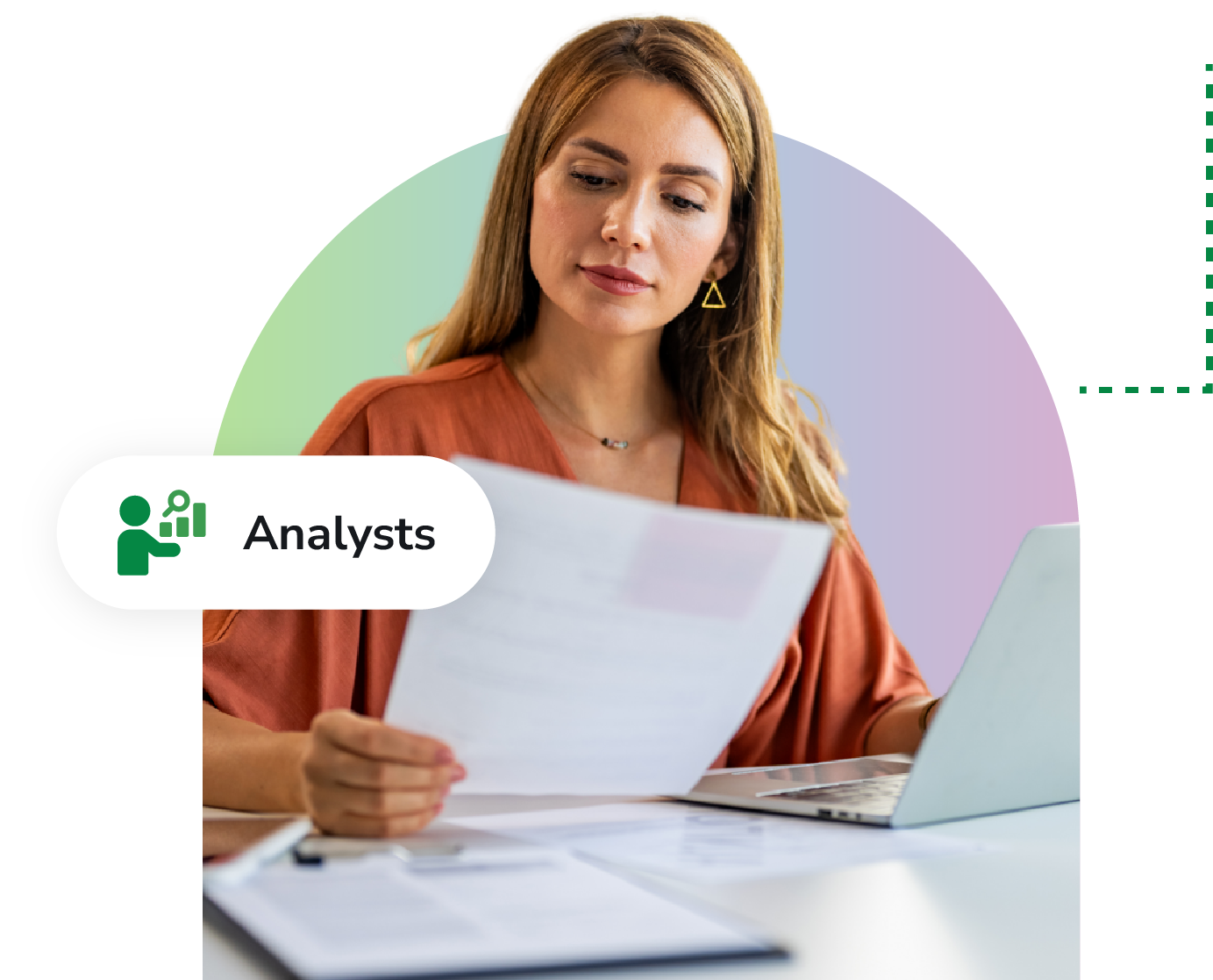 Woman interpreting data