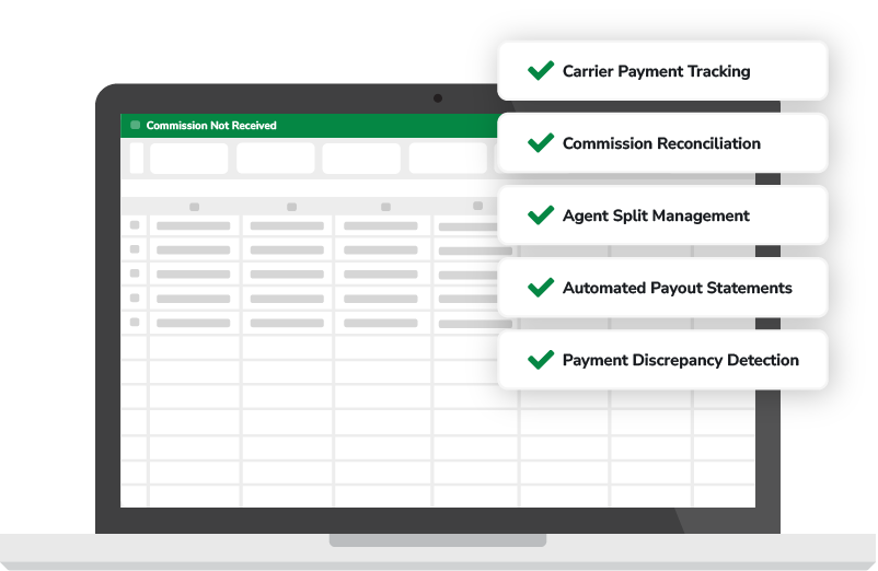 Screen showing commissions features in AMS+