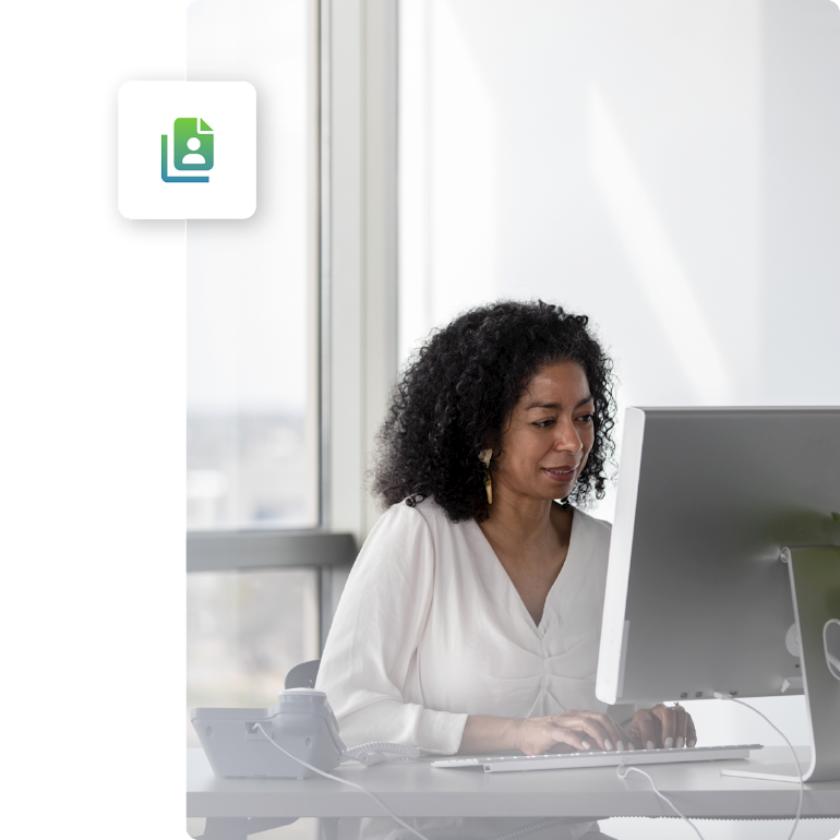 Woman working on computer in office
