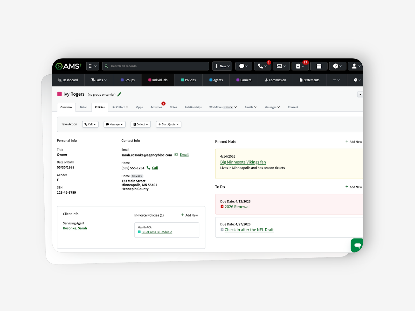 Account management in AMS+