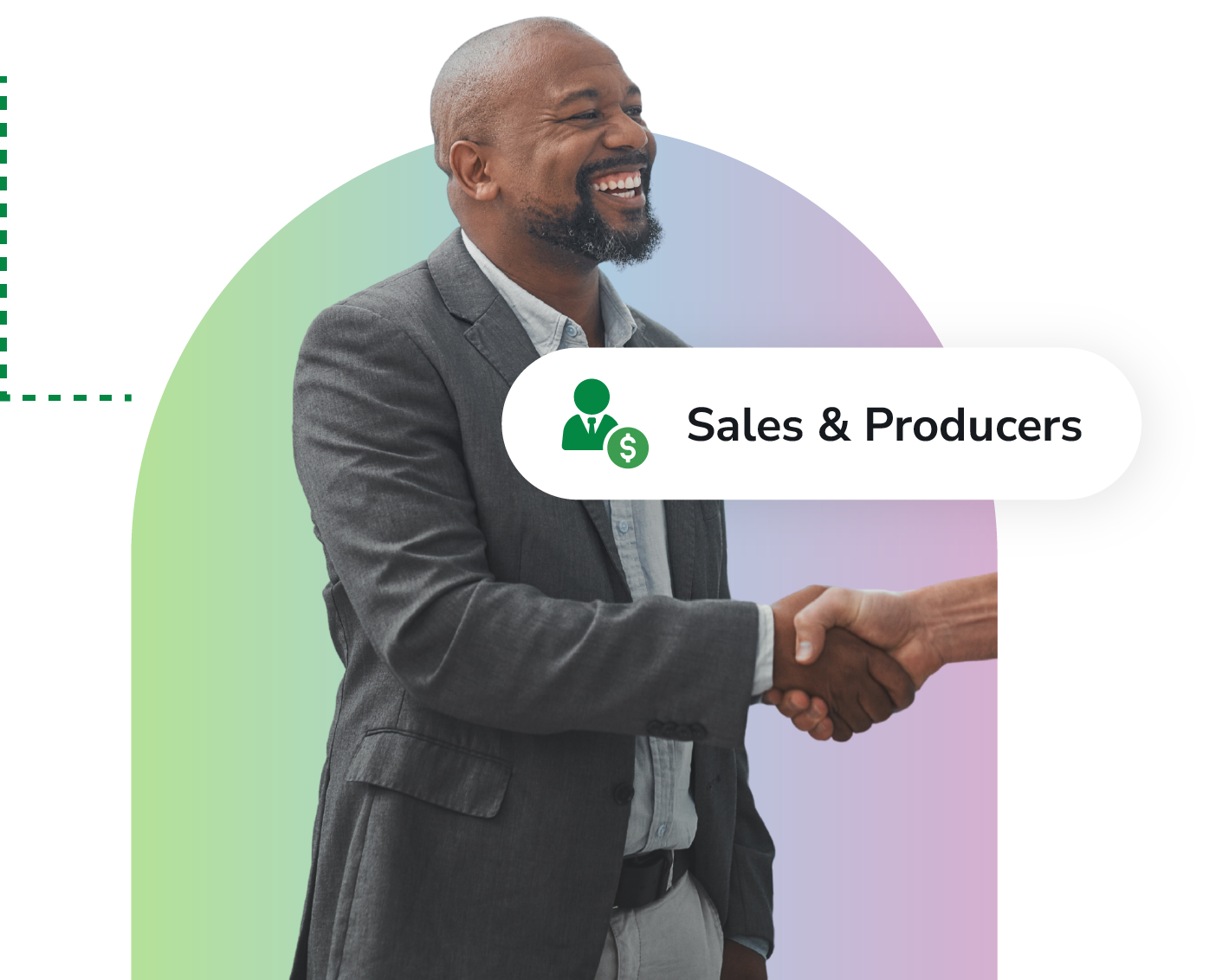 Man shaking prospect's hand